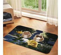 Jupiter Midnight Rose Garden Pet Feeding Mat Dog Cat Eating Food Absorbent Leather Tablecloth for and Water Bowl Waterproof No Stains Quick Dry Non-Slip 17.72 * 11.8IN