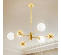 Jupiter Moka pendant light, gold-coloured, glass, 6-bulb, G9, GU10