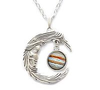 Jupiter Necklace, Planet Pendant, Crystal Jewelry Galaxy Universe Science Dome Cabochon Necklace，PU196
