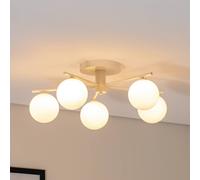 Jupiter Prato ceiling light, cream, glass, 5-bulb