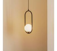 Jupiter Samba pendant light, opal glass/black, 1-bulb