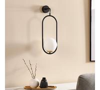 Jupiter Samba wall light, opal glass/black, 1-bulb
