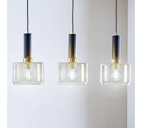 Jupiter Viva hanging light, smoke/black/brass, 3-bulb