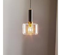 Jupiter Viva pendant light, clear/black/brass, 1-bulb