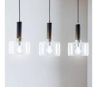 Jupiter Viva pendant light, clear/black/chrome, 3-bulb