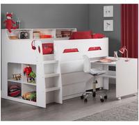 Jupiter - Single - Kids Mid Sleeper Cabin Bed - White - Wood - 3ft - Happy Beds