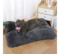 JupiterJX Extra Large Dog Bed Washable Plush Dog Crate Matters Calming Fluffy Cat Dog Beds Anti Anxiety, Soft Warm Puppy Dog Sleeping Mat With Non-Slip Back (109x72cm, Dark Grey)