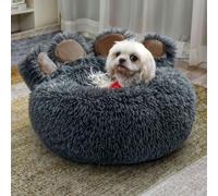 JupiterJX Fluffy Calming Dog Bed, Plush Bed For Cats & Dogs, Cute Bear Paw Shaped Comfortable Cozy Pet Sleeping Beds For Small Medium & Large Dogs, Soft Cat Cushion (Dark Grey, 50 cm)