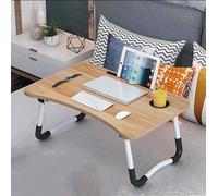 JupiterJX Foldable Laptop Stand For Bed, Laptop Bed Sofa Table Tray With Notebook Stand, Steel Non Slip Legs, Cup Holder Folding Lap Desk For Couch Floor Watching Movie Work From Home (White Wooden)