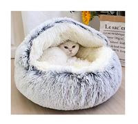 JupiterJX Round Cat Bed Fluffy Pet Beds Indoor Cat Cave Hooded Bed, Non-Slip Bottom Washable Removeable Plush Cover, Kitten, Cats, Dogs Sleeping Cushion Beds (Grey, 40cm)