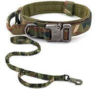 JupiterJX Tactical Dog Collar And Lead Set, Military Dog Collar With Lead Heavy Duty Metal Buckle, Adjustable Dog Collar With Control Handle For Medium Large and Extra Large Dogs (Camouflage Set, L)