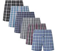 JupiterSecret Mens Boxers Underwear Cotton Woven Boxers for Men, Mens Boxers Shorts Multipack with Button Fly S-6XL