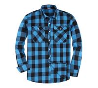 JupiterSecret Mens Flannel Shirt Classic Checked Shirt Mens Casual Button-Down Shirts Long Sleeve for Daily Wear Lightblue