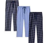 JupiterSecret Mens Pyjama Bottoms Set 100% Cotton Plaid Lounge Trousers | 3 Pack, with Button Fly, Side Pockets, Drawstring, Elasticated Waist, Loose Fit, Indoor Bottoms, Suitable for All Seasons