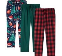 JupiterSecret Mens Pyjama Pants Set Flannel Cotton Plaid Sleep & Lounge Pants, PJ Bottoms with Pockets and Button Fly