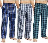 JupiterSecret Mens Pyjama Pants Set Flannel Cotton Plaid Sleep & Lounge Pants, PJ Bottoms with Pockets and Button Fly