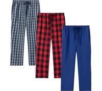 JupiterSecret Mens Pyjama Pants Set Flannel Cotton Plaid Sleep & Lounge Pants, PJ Bottoms with Pockets and Button Fly