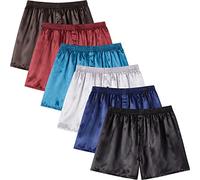 JupiterSecret Mens Satin Boxer Shorts Underwear Multipack, Silk Feeling Sleep Shorts with Button Fly, Silky Pajama Bottoms for Men