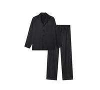 JupiterSecret Men's Silk Pajama Set Satin Long Sleeve Button-Up Nightgown Luxury Two-Piece Sleepwear with Pockets