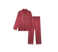 JupiterSecret Men's Silk Pajama Set Satin Long Sleeve Button-Up Nightgown Luxury Two-Piece Sleepwear with Pockets