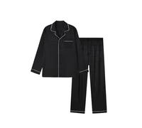 JupiterSecret Men's Silk Pajama Set Satin Long Sleeve Button-Up Nightgown Luxury Two-Piece Sleepwear with Pockets