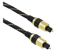 Juppa® Pro-Range Strong Nylon Braided Optical Toslink SPDIF Digital Audio Fibre Cable with 24k Gold Plugs, Supports Dolby TrueHD DTS 5.1, 7.1 Surround - 1 Metre