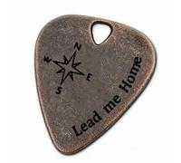 JUPPE Birthday Gifts For Boyfriend or Girlfriend, Bronze Copper Lead Me Home Guitar Pick and Bass Pick With Leather Case Music Gifts For Him or Her (Lead me home)