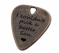 JUPPE Birthday Gifts For Son, Bronze Metal I Couldn't Pick A Better Son Guitar Pick and Bass Pick With Leather Case Music Gifts For Son (I Couldn't Pick A Better Son)
