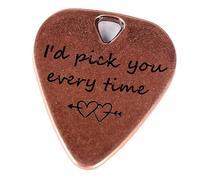 JUPPE Bronze Copper I'd Pick You Every Time Guitar Pick With Leather Case Music Birthday Gifts For Boyfriend Girlfriend Valentine's Day Gifts For Him Her (I'd Pick You Every Time)