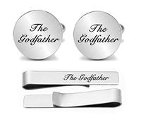 JUPPE Father of The Bride Cuff Links Tie Bar Set Personalized Wedding Cufflinks Gift for Dad Groom Father Husband, Stainless Steel, glass dome