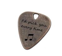 JUPPE Personalized Bronze Engraved Guitar Picks Music Gifts For Guitarist I'd Pick You Every Time Birthday Gifts For Boyfriend Husband Father (Bronze I'd Pick You Every Time)