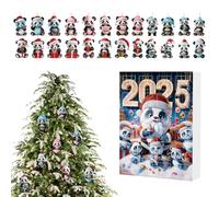 jupsjuice 24 Days of Panda Advent - 2D Acrylic Panda Ornaments Set Countdown Calendar | Hangable Animal Rear View Mirror Charm for Kids Backpack Window Balcony Car Front Door Boys Girls Christmas Tree