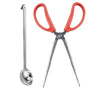 jupsjuice Fireplace Tongs | Long-Handled Campfire Charcoal Shovel | Fire Claw Log Grabber | for Outside Stove Cooking Camping Pizza Beach Serving