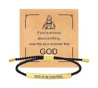 jupsjuice Inspirational Bracelet God Controls Everything, Christian Faith Wristband Adjustable 30cm, Stainless Steel, Handmade Woven, Ideal For Teens, Boys, Girls, Mothers Day, Baptism Gift