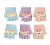 Jupsk 3 Pairs Toddler Fingerless Gloves Children Winter Knit Glove Warm Stretch Magic Glove for Kids Boys Girls Age 0-3 (Lamb)