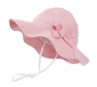 JUPSK Baby Girls Pink Summer Bucket Hat, Toddler Sun Protection Hat with Adjustable Chin Strap and Head Strap, Foldable Outdoor Play Hat for Baby Boys Girls Unisex Child