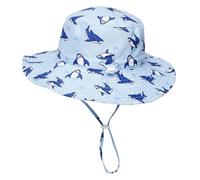 Jupsk Baby Sun Hat Toddler Summer Bucket Hat Wide Brim Beach Cap with Adjustable Chin Strap UPF50 for Kids Child Boys Girls 2-5 Years (Sharks)