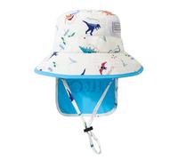 Jupsk Baby Sun Hat Toddler Summer Bucket Hat Wide Brim Beach Hat with Chin Strap UPF50 Dinosaur Flap Cap for Kids Child Boys Girls 12-24 Months