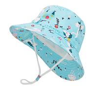 Jupsk Kids Bucket Hat, Unisex Child Summer Hat Wide Brim Sun Protection Cap, Foldable Beach Cap with Adjustable Chin Strap UPF 50+ Outdoor Play Hat for Baby Boys Girls Infant Kids Toddler