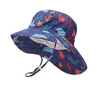 Jupsk Kids Bucket Hat, Unisex Child Summer Wide Brim Sun Protection Hat, Foldable Beach Cap with Adjustable Chin Strap UPF 50+ Outdoor Play Cap for Baby Boys Girls Infant Kids Toddler