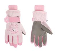 Jupsk Kids Winter Ski Gloves Waterproof Anti Slip Plush Thermal Snowboard Bunny Panda Gloves for Children Girls and Boys Age 5-10 （Bunny）