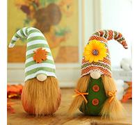 Jupsk Plush Gonk Gnome Christmas Ornaments Handmade Swedish Doll Autumn Maple Leaf Sunflower Halloween Thanksgiving Table Decoration Set of 2