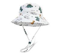 JUPSK Toddler Baby Summer Sun Protection Sun Hat Kids Fishing Beach Hat, Outdoor Adventure Bucket Hat with Adjustable Strap Dinosaur Pattern for 2-6 Years Old Boys