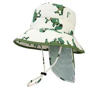 Jupsk Toddler Dinosaur & Car Unisex Bucket Hat, UPF50 Sun Protection with Adjustable Straps, Neck Flap, Cotton/Polyester, Summer, One Size