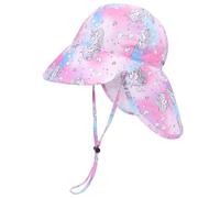 Jupsk Toddler Sun Hat Baby Bucket Hat with Neck Protection UPF50 Adjustable Chin Strap Wide Brim Summer Beach Cap for Kids Child Boys Girls 1-3 Years (Unicorn)