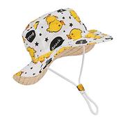 Jupsk Unisex Kids Summer Sun Hat, Multicoloured Duck Print Bucket Hat with Adjustable Chin Strap, High Sun Protection, Cotton, Ages 1-4