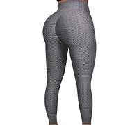 JUQDNX Leggings for Women Butt Lifting Leggings High Waisted Booty Yoga Pants Tummy Control Workout Leggings Tights, #1dark Grey, S