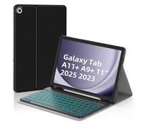 JUQITECH Backlit Keyboard Case for Samsung Galaxy Tab A11 Plus A9 Plus 11 Inch A11+ 2025 A9+ 2023 Soft Case with Keyboard Detachable Bluetooth Wireless Magnetic Keyboard Tablet Stand Cover UK Layout