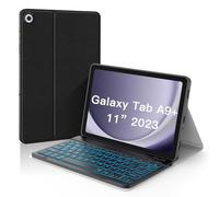 JUQITECH Backlit Keyboard Case for Samsung Galaxy Tab A9 Plus A9+ 5G 11 Inch 2023 SM-X210/X216/X218 Soft Case with Keyboard Detachable Bluetooth Wireless Magnetic Keyboard Tablet Stand Cover UK Layout