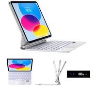 JUQITECH Magic Style Keyboard Case for iPad A16 11th 10th Gen LED Display
